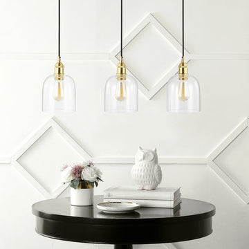 Cooper 25.5" Farmhouse Contemporary Glass Linear LED Pendant - JONATHAN Y